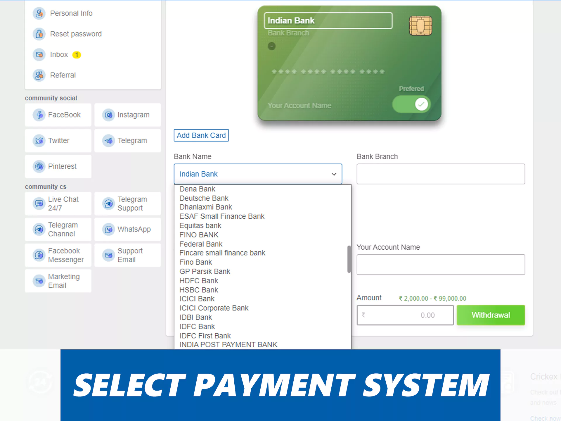 Select your favourite payment system.