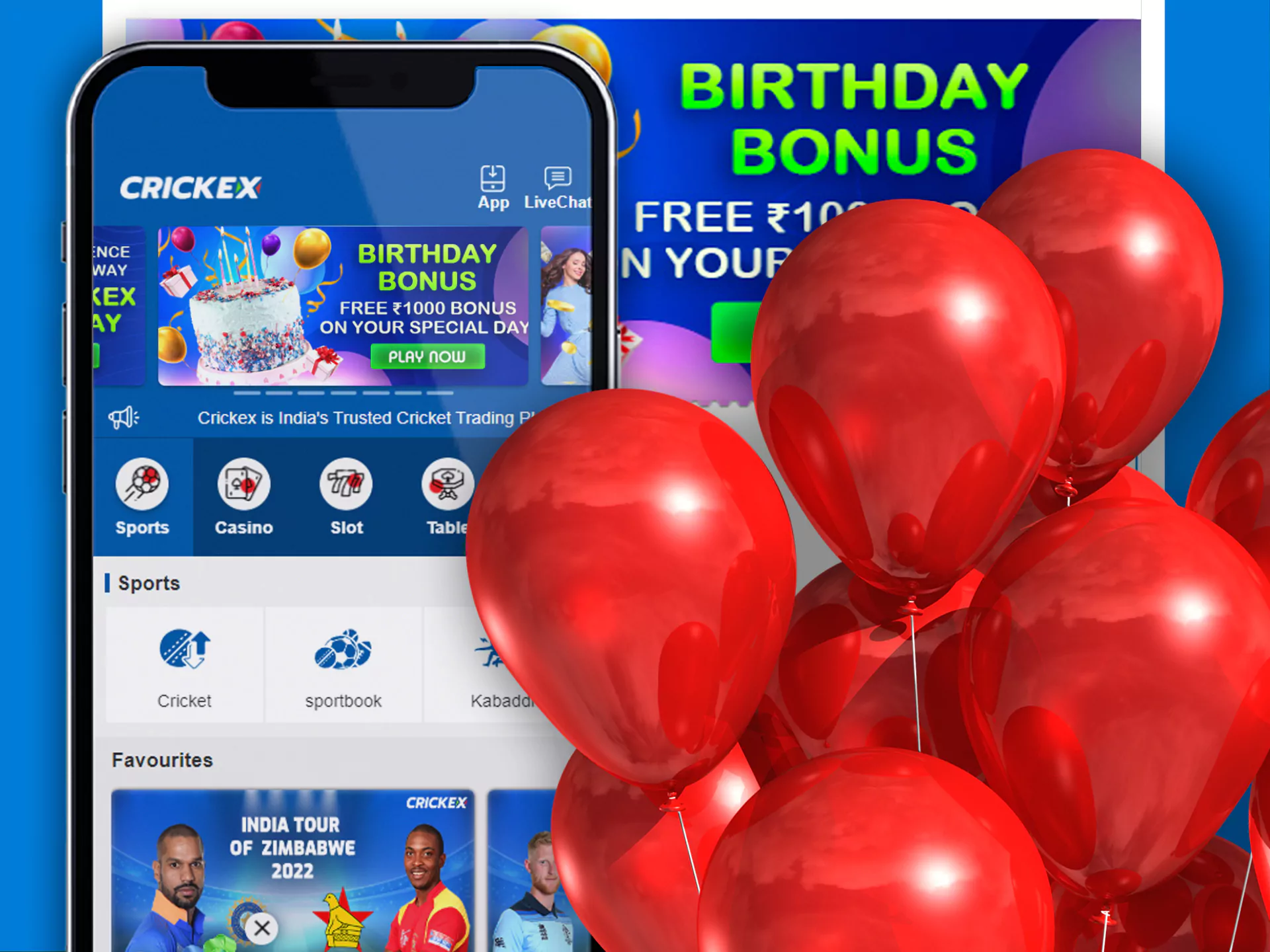 Get an extra bonus from Crickex for your birthday.