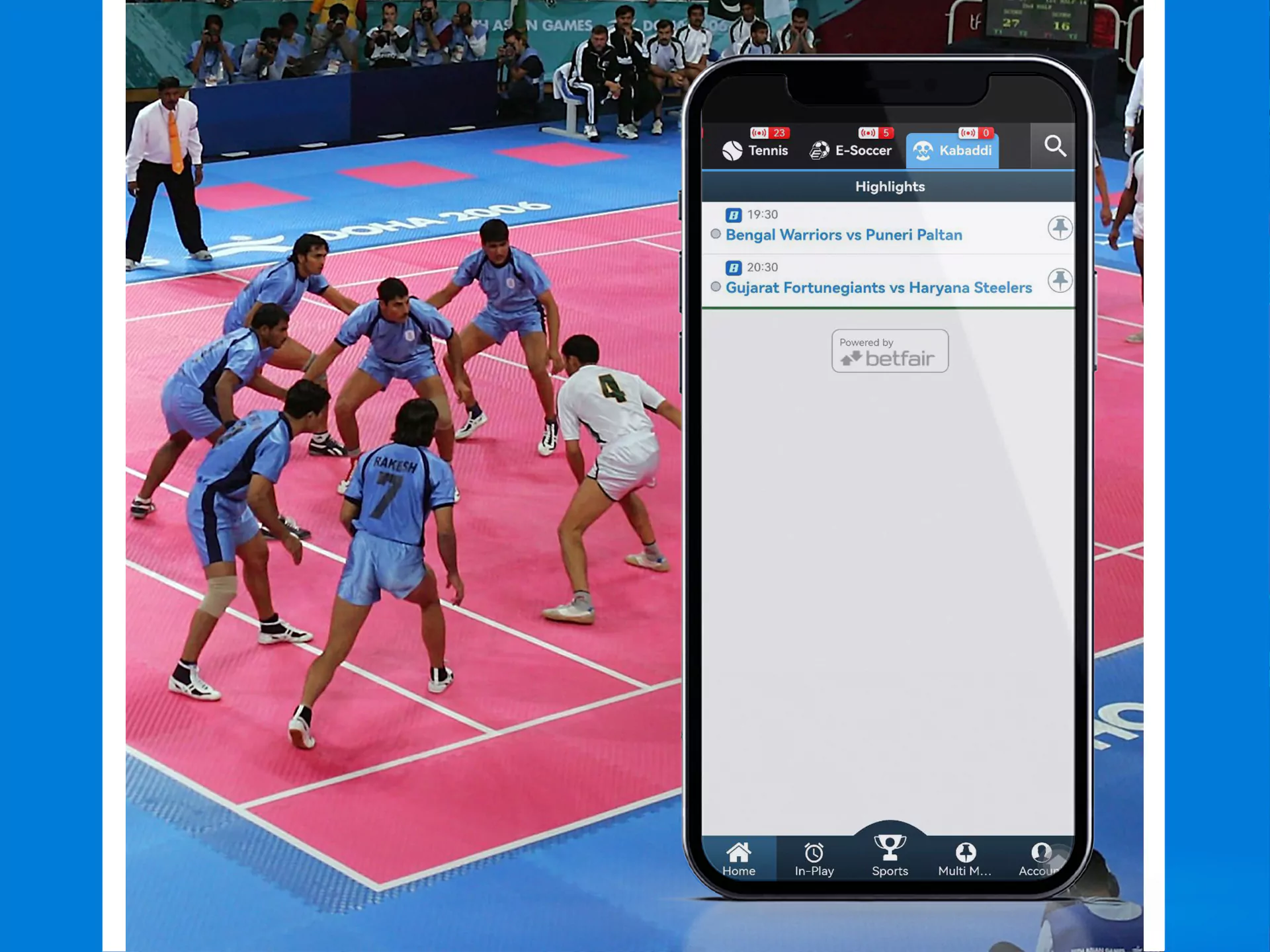 Install the Crickex app to place a bet on a kabaddi event from your mobile device.