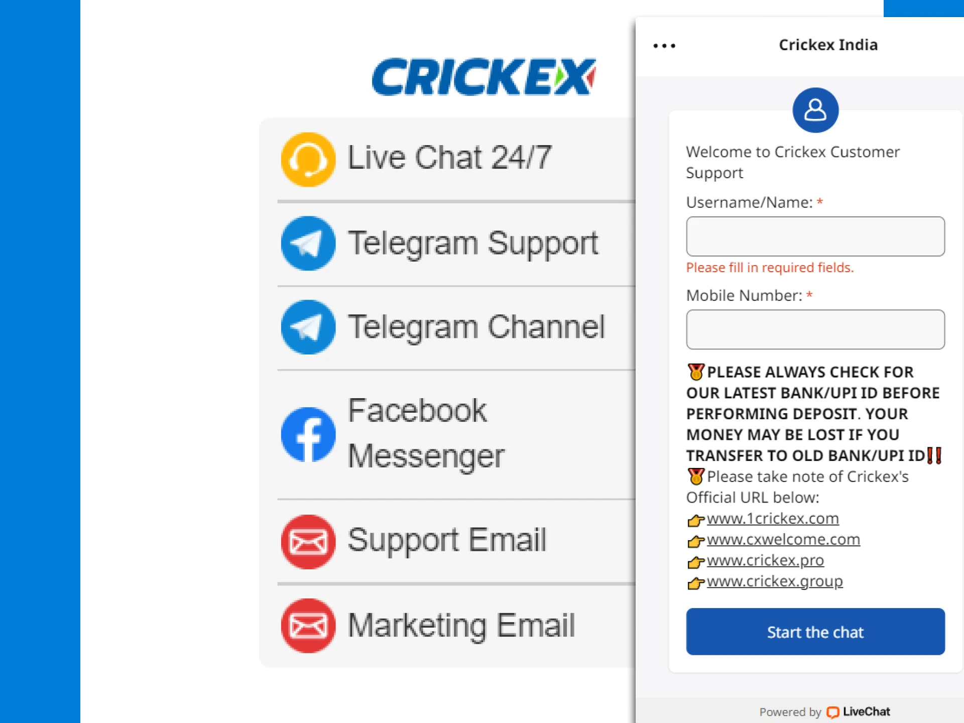 Find out how you can contact the Crickex team.