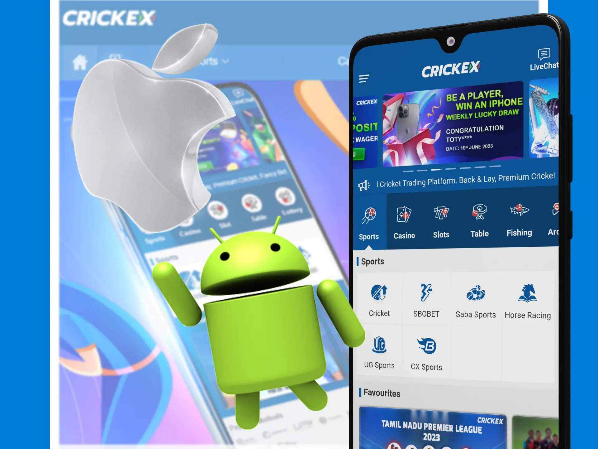 You can use Crickex through your smartphone.