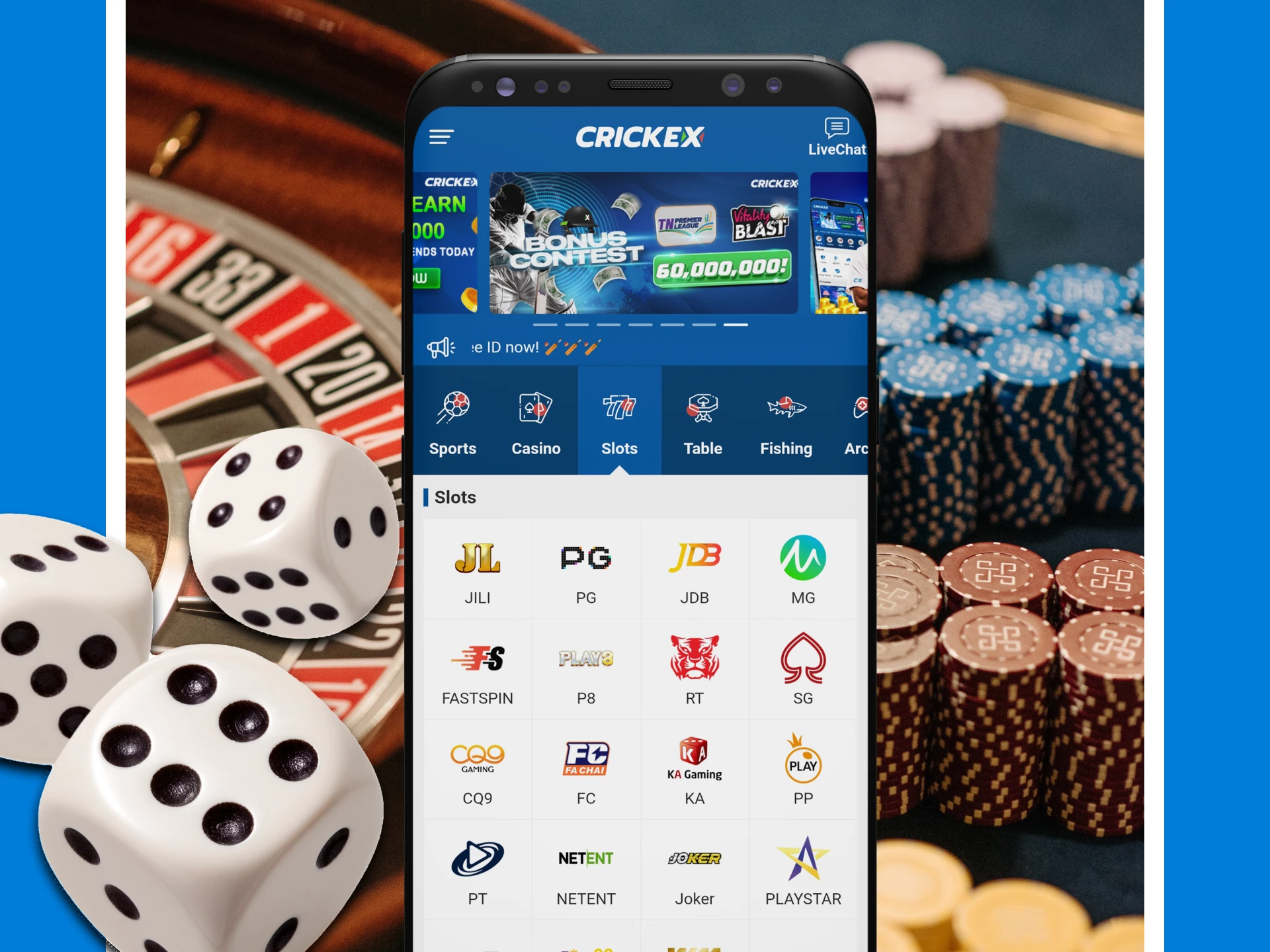 You can play at the casino through the Crickex app.