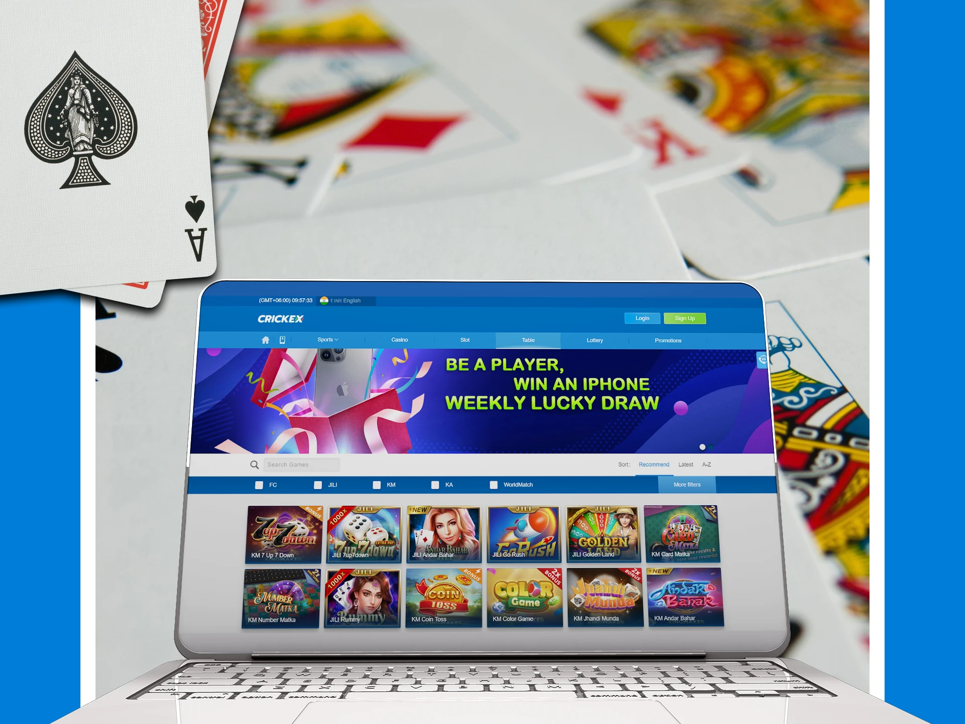 Go to the desired Crickex section for Live Casino games.