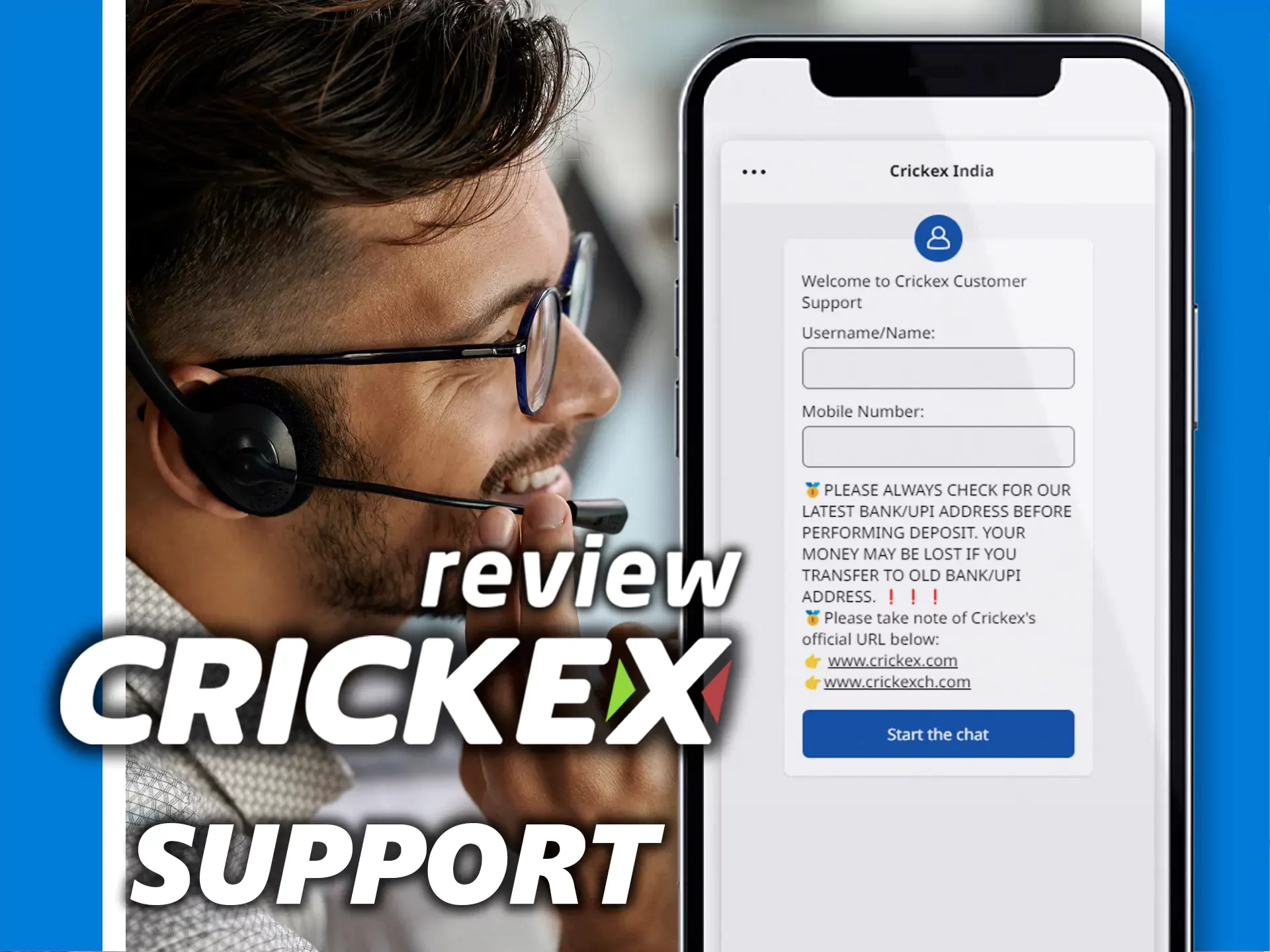 User support is available in the Crickex app.