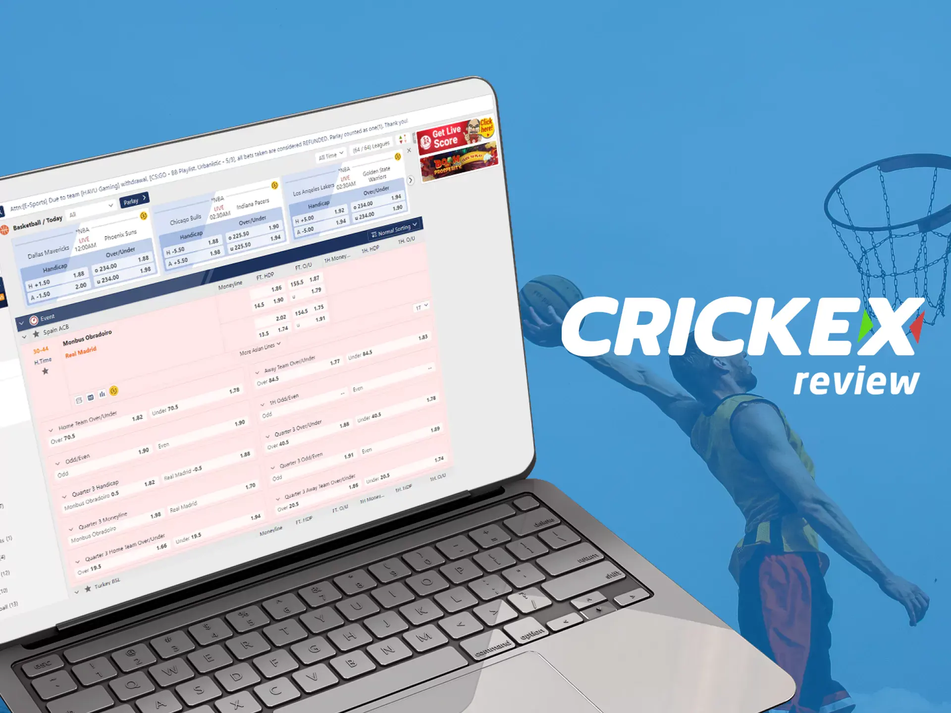Choose basketball from Crickex for betting.