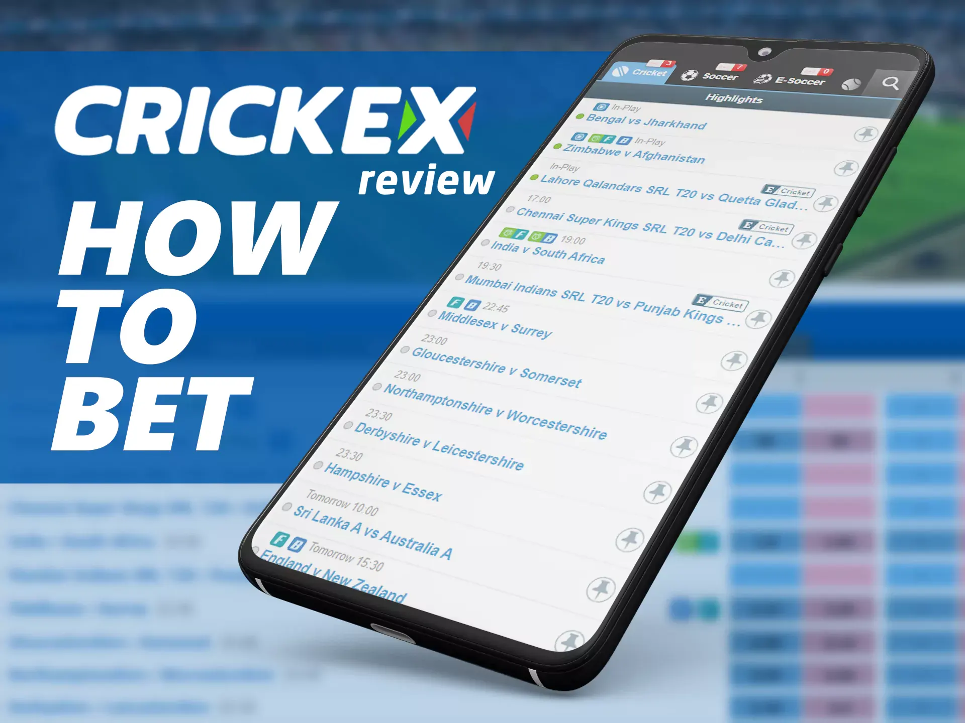Betting at Crickex is very easy.