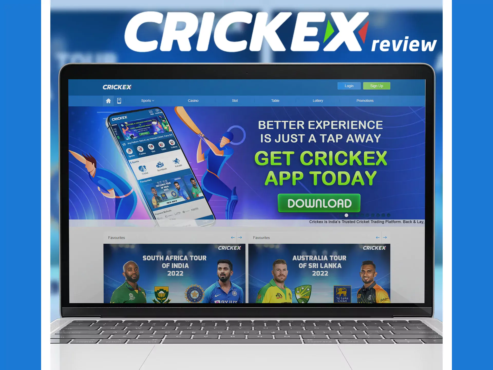 The mobile version of the Crickex site is similar to the app.