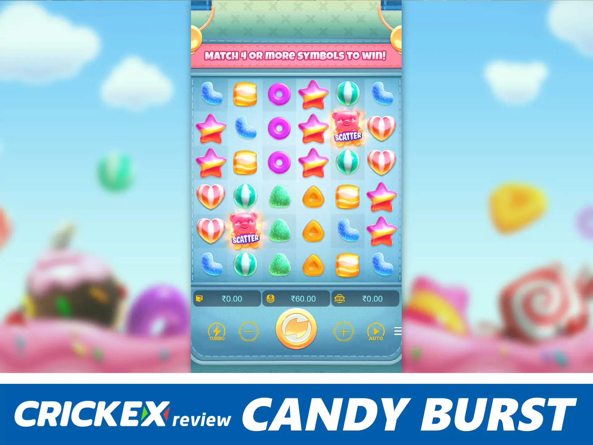 Win jackpot at candy burst slots.