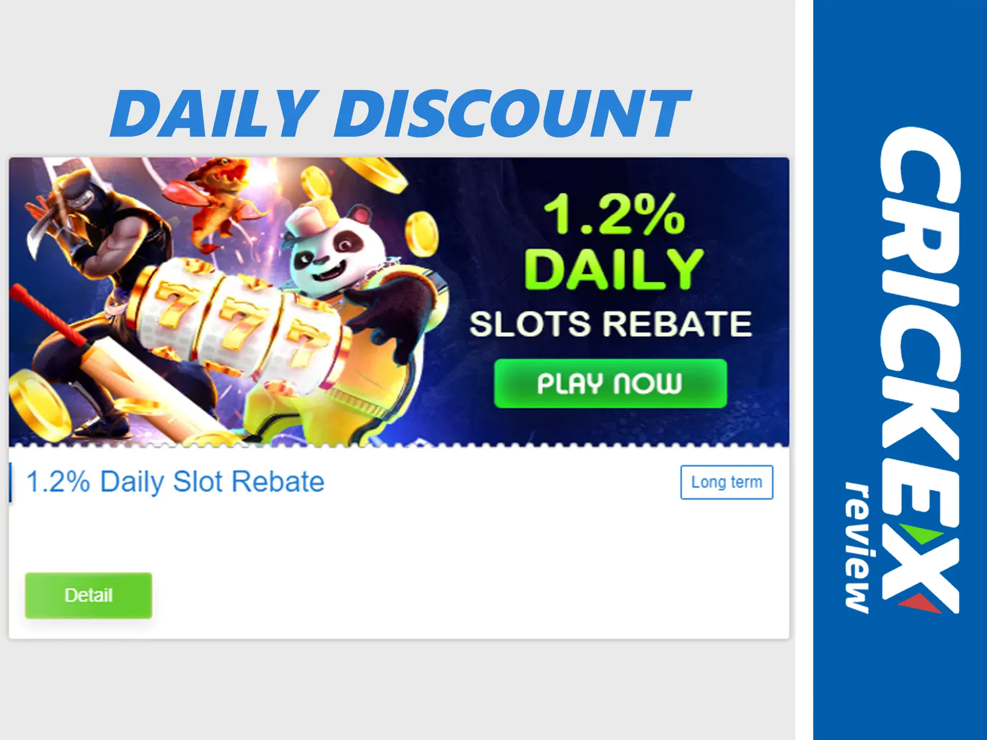 Use daily discounts for spins at Crickex.