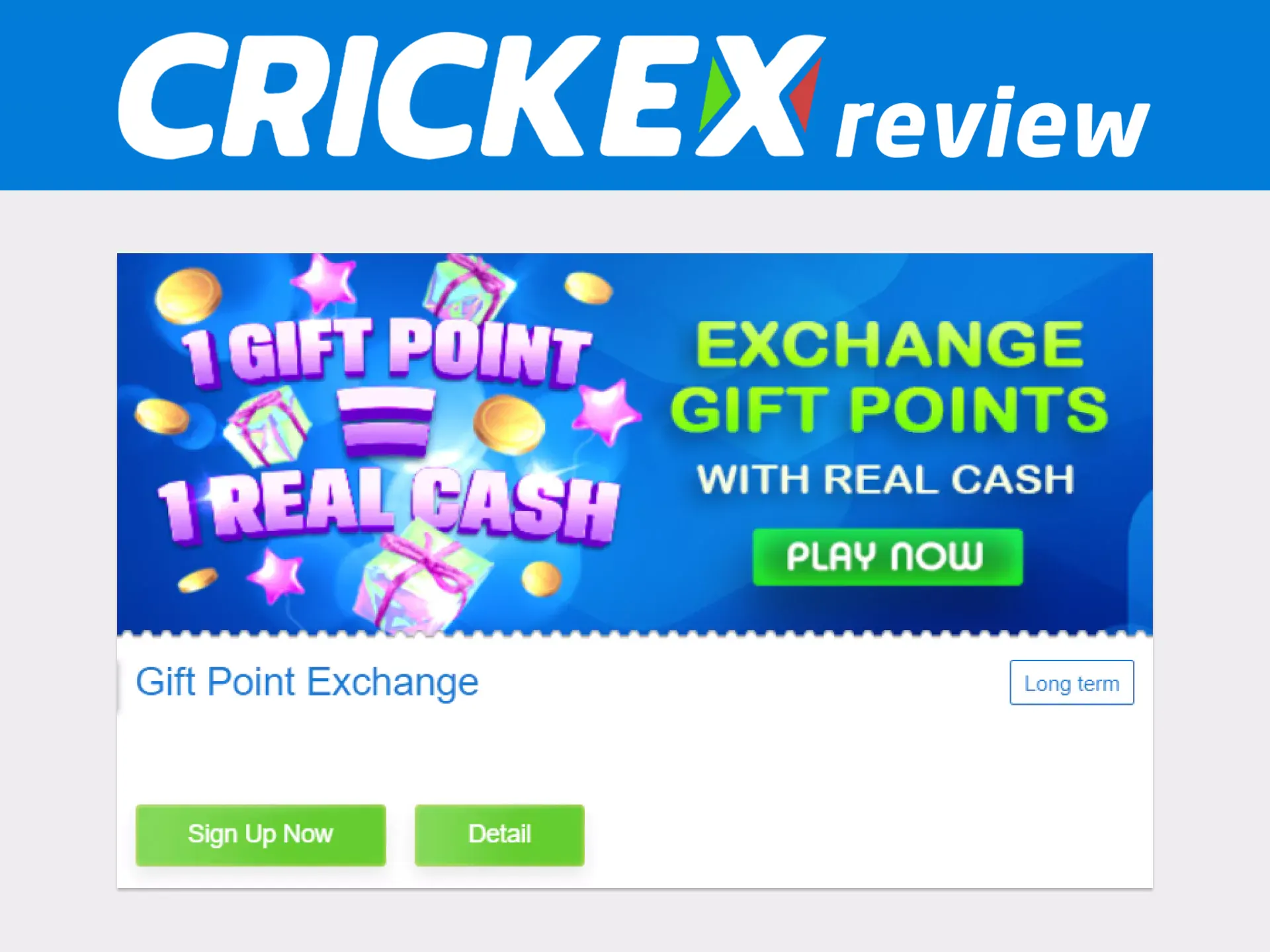 Get special gift points from Crickex.