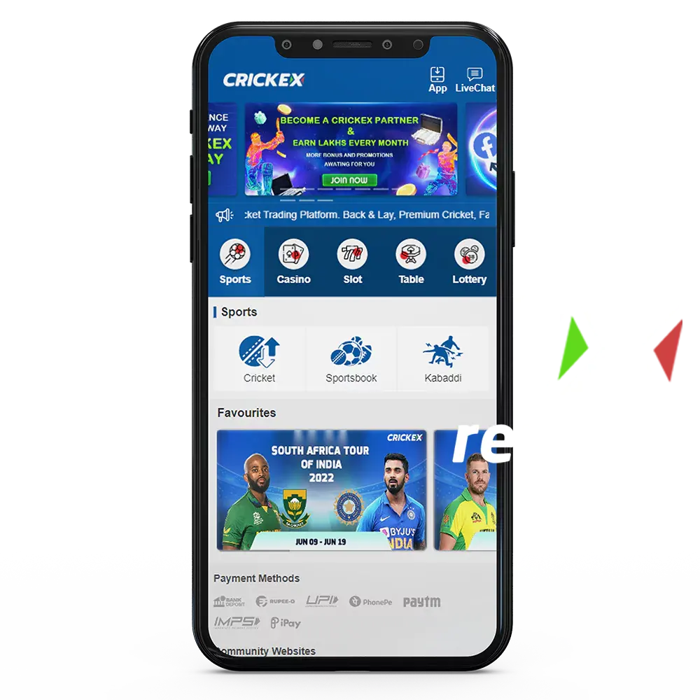 Download the Crickex app and start betting on sports in India.