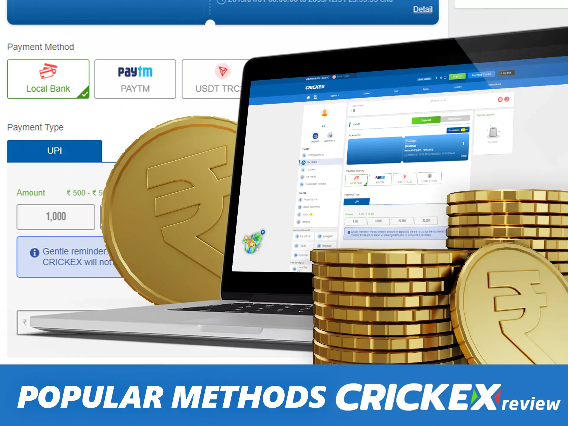 To top up the betting account, you can use a bank card, PayTM wallet, or cryptocurrency.