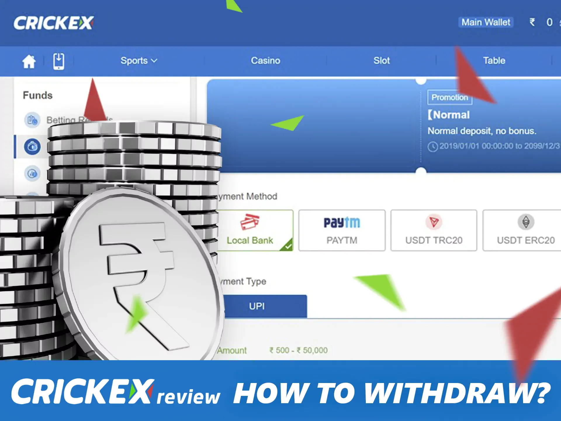 To withdraw from Crickex you need to verify your account.