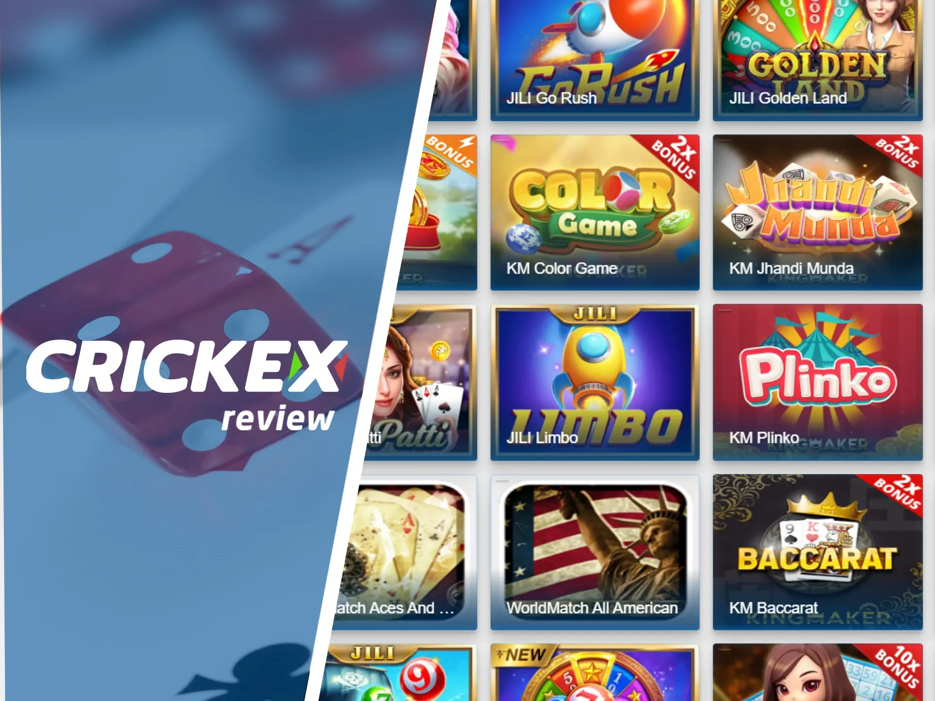 There are games in Table Games on Crickex in the Live Casino section.