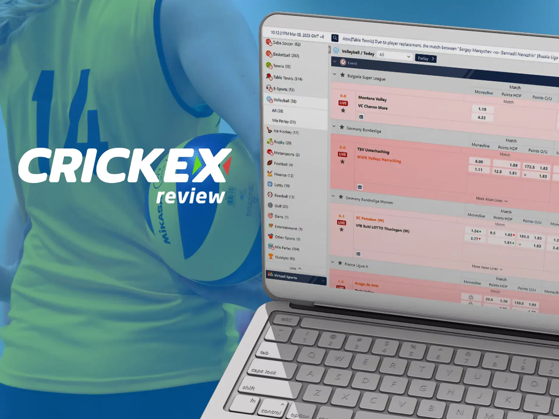 Choose volleyball from Crickex for betting.